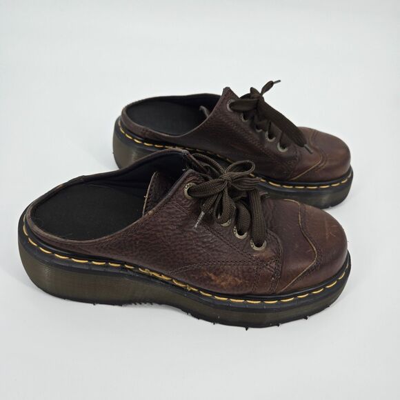 Doc Martens Leather Brown Slide On Shoes Womens 5 - Picture 2 of 6